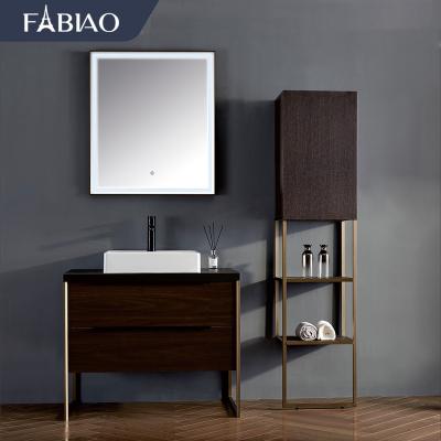 China FABIAO modern badezimmerschrank basin wall hung aluminum framed mirror bathroom furniture set vanity cabinet for sale