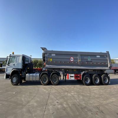 China Truck Trailer 3 Axle 80 Tons Heavy Duty Side Building Material Transportation Dumper Truck Trailer Dump Semi Trailers for sale