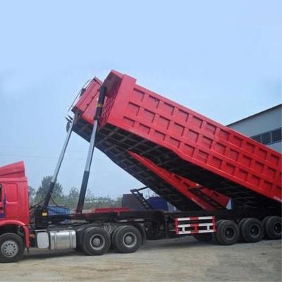 China Truck Trailer Axles 40 50 60 Cubic Meter Tipper Side Heavy Cargo Transport Rear Dump Semi-trailer With Hydraulic Cylinder for sale