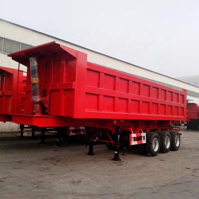 China Truck Trailer 50t 60t 4 Axis Dump Trailer Tandem Axle Gravel Hydraulic Cylinder After Transportation Dumper Semi Trailer for sale