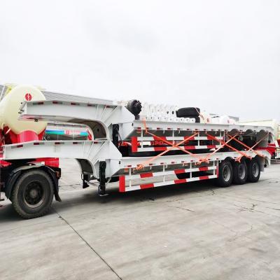 China Truck Trailer 3 Axle 80t Heavy Cargo Excavator Trailers Gooseneck Galvanized Trailer Lowboy Low Bed Truck Semitrailer for sale