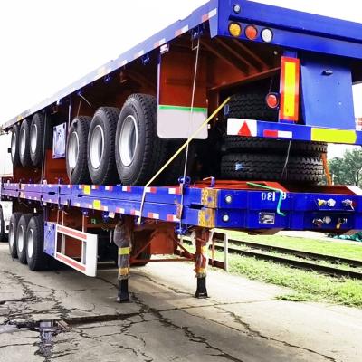 China Truck Trailer High Quality Tri-axle Mechanical Air Suspension Container Flat Bed Trailers Tractor Trailer Flatbed Truck Semi Trailer for sale