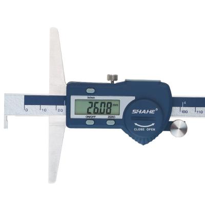 China SHAHE 0-200 mm Hook Digital Depth Gauge Single Electronic Vernier Caliper 5113-200A Digital Depth Gauge for sale