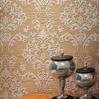 China Modern design living room non-toxic European non-woven damask wallcovering wallpaper for sale