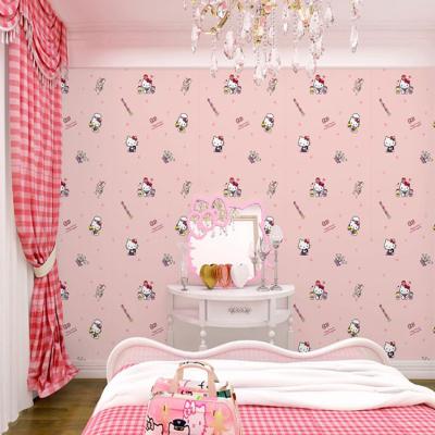 China Kids Room Home Kitty Hello Kitty Kids Wallpaper Modern PVC Wallpaper for sale