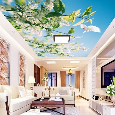 China Moistureprooof design 3d sky forest wallpaper ceiling wall waterproof cheap custom mural for sale