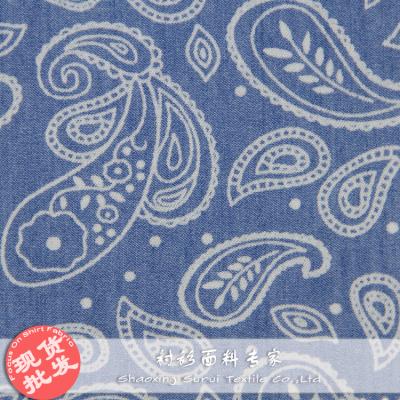 China Breathable Wholesale Printed Jeans Fabric With Paisley Pattern For Skirts for sale