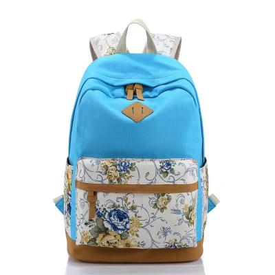 China Fashion Waterproof Canvas Laptop Casual Travel School Bag Backpack with Floral Print All Over Rucksack for Teens Students for sale