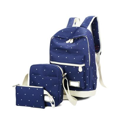 China Large Capacity Promotion Dot Nylon Material Travel Child Backpack Shoulder Backpack Bookbag Kids School Bags With Pencil Case Sling Bag for sale