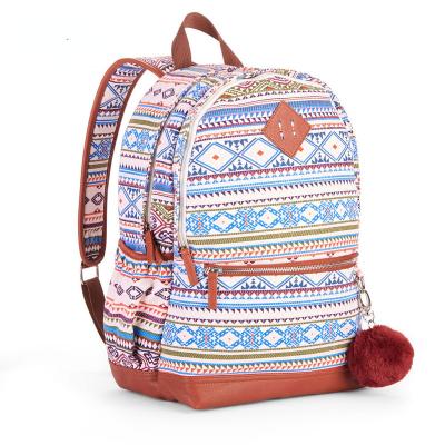 China Dome Shaped Anti Theft Canvas All Over Print Floral Pattern No Borders Multi Geometric School Backpack for sale