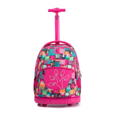 China Waterproof Traveling All Over Print Cute Kids Girls School Trolley Bags With Wheels for sale