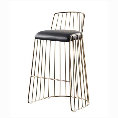 China Modern High Quality Modern Commercial Industrial Gold stainless steel Wire Frame Chromed Luxury Bar Stool high chair for bar for sale