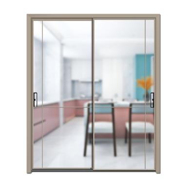 China Yingkang modern cheap prices interior aluminum frameless silent glass sliding door with soundproof strip for sale