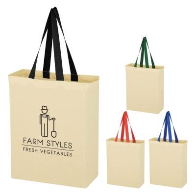 China 100% natural eco-friendly custom silk screen prints 5 oz. cotton canvas grocery tote bag for sale