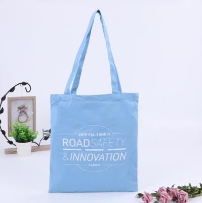 China Custom Printed 100% Cottons Eco-Friendly Shopping Logo Reusable Long Shoulder Canvas Tote Bag for sale