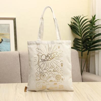 China 100% Cotton Eco-Friendly Custom Logo Eco-Friendly Stamp Recyclable Gold Foil Canvas Carry Bag for sale