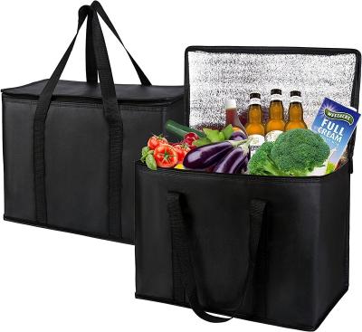 China Durable Reusable Thermal Insulated Cooler Bag Grocery Cool Carry Bag Non Woven Lunch Cooler For Food for sale