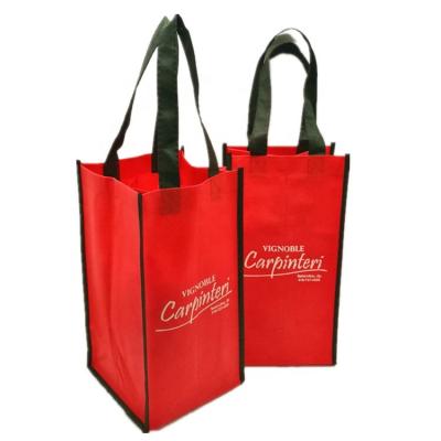 China Who respects the environment; Recyclable; Screen Printing 4 Bottles Reusable Silk Nonwoven Wine Gift Bag for sale