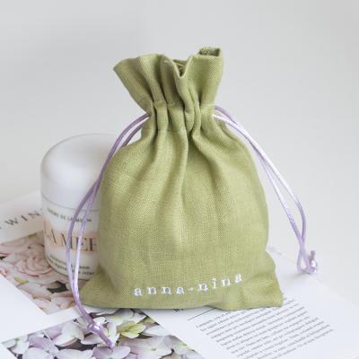 China Custom 100% Canvas Tote Biodegradable Mini Cotton Linen Drawstring Pouch Bags for sale