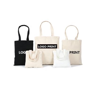 China Small Large Canvas Eco Friendly Reusable White Black Custom Cheap Shopping Bags Natural Handled Cotton Canvas Print Logo Tote Bag for sale