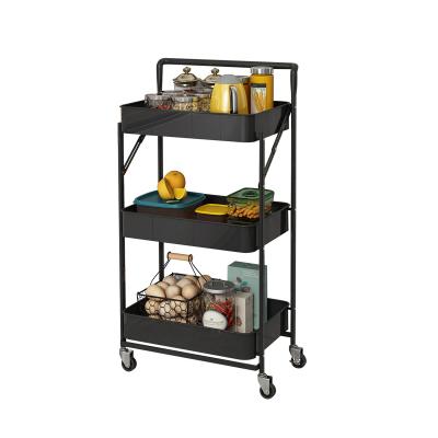 China Carbon Steel Floor Standing Wheel Universal Multi Layer Rack Foldable Multifunctional Shelf for sale