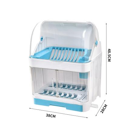 China Space Saving Amazon Dish Hot Storage Box Plastic Kitchen Bray And Plate Rack Double Layer Dish Drainer Rack for sale