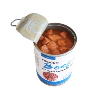 China Sustainable Hot Selling And Cheap Price Pet Snacks 375g Canned Dog Food With Beef Block for sale