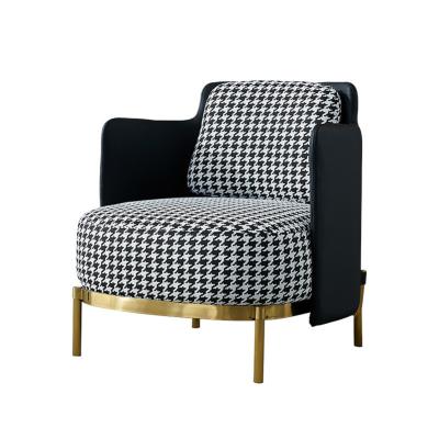 China Cooling Nice Quality Leisure Houndstooth Pattern Italian Woven Textile Upholstered White Accent Armchair BAND Armchair for sale