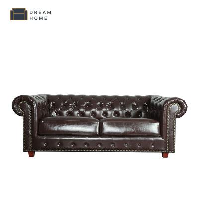 China Chesterfield Style Leather Living Room Sofa Foldable Modern Scenographies for sale