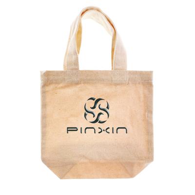 China MINI Handled Tote Bag With Logo Printed Reusable Blank Promotional Cotton Shopping Bag Cotton Tote Bag With Square Bottom for sale