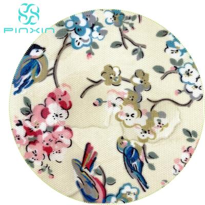 China Waterproof and easy to wash fan-shaped polyester coated canvas with zipper closures and floral printing cosmetic bags make up bags toiletry bags for sale