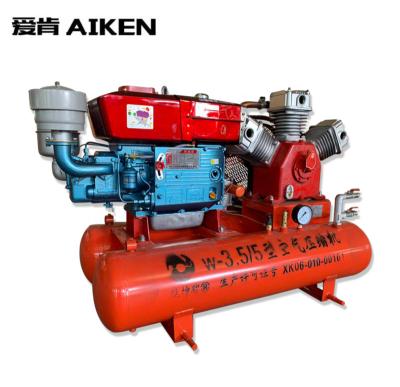 China Lubricated 8 10 12 Bar Diesel Piston Air Compressor Bar Belt Driven Air Compressor For Jack Hammer for sale