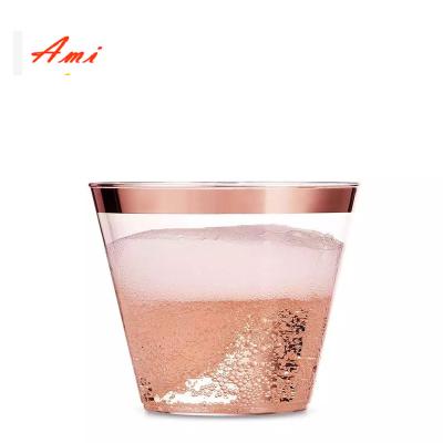 China Rose Rim Plastic Cups Viable Elegant Clear Plastic Tumbler 9 oz Disposable Cups for Events: Weddings, Parties for sale