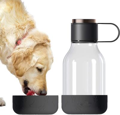 China Portable Travel Viable Water Bottle Dog Bowl Attached Tritan 1 Liter Bottle for sale