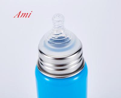 China Food Grade 18/8 Stainless Steel Sustainable Baby Bottle With Silicone Nipple And Lid for sale