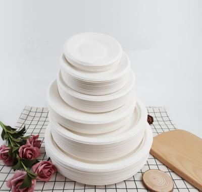 China Disposable Sugar Cane Pulp Bagasse Dish Eco-friendly Compostable Sugar Cane Dish Biodegradable Tableware for sale