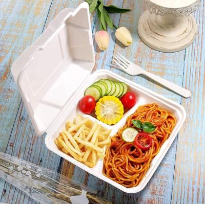 China 9inch 100% Biodegradable Eco-friendly Disposable Burger Boxes Compostable Bagasse Takeout Food Containers for sale