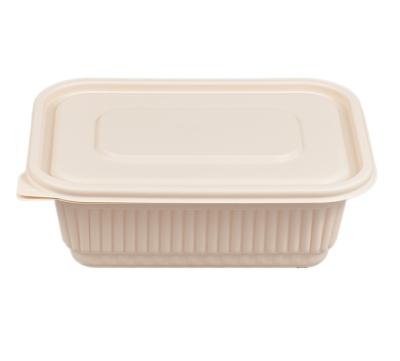 China Thermoforming Disposable Biodegradable Disposable Take Out Container 900ml Cornstarch Rectangular Lunch Box for sale