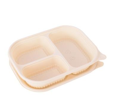 China 3 Compartment Disposable Thermoforming Disposable Biodegradable Cornstarch Take Away Food Bowl for sale