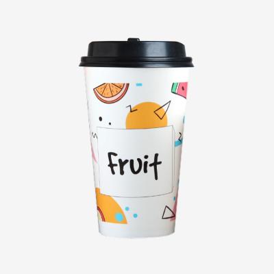 China Hot Sale Food Grade Disposable Logo Custom PE Coating 16oz Cold Drinks Disposable Paper Cups for sale