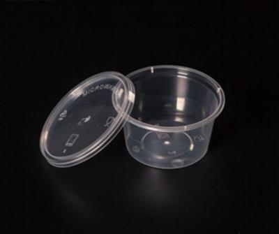 China Disposable Food Grade PET Sauce Container With Lid Plastic Mini Cup For Sauce 4oz Plastic Food Container for sale