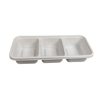 China Disposable Thermoforming PP Plastic 3 Compartment Sushi Part Take Out Food Tray for sale