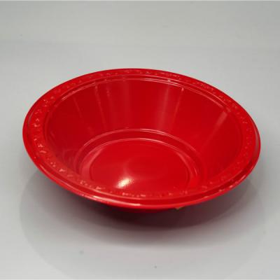 China Thermoforming Red 20oz Disposable Plastic Round Fruit Soup Bowl Eco-friendly Microwavable To Party for sale