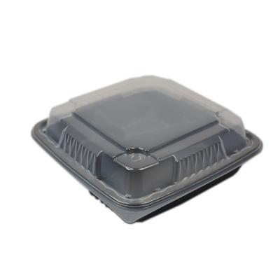 China Microwavable High Quality Thermoforming Sealed Disposable Eco-Friendly 9inch 3 Compartment Take Out Mineral Filled Clamshell for sale