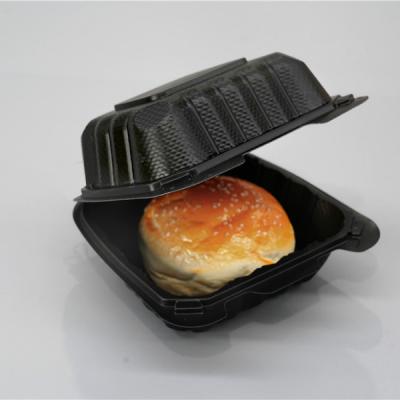 China Disposable Take Out Plastic Food Packaging 6 Inch Mineral Filled Clamshell Burger To Go Paper Boxes for sale