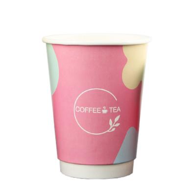 China Custom Biodegradable Eco Friendly Dispoable Wall Liner PE Liner Biodegradable Logo Hot Drink Coffee Paper Cups Double Cups for sale