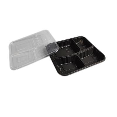 China Microwaveable Microwave Thermoforming Eco - Friendly Plastic Sealed 4 Compartment Take Out Lunch Box for sale