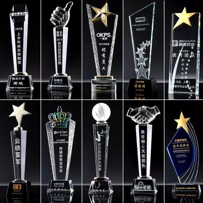 China Custom Europe Shape White K9 Glass Trophy Crystal Award Crystal Glass Awards Trophies Crystal Trophy High Grade Cheap for sale