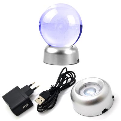 China Europe Round Non-slip Concave Crystal Ball Led Light Base Display Stand With AC/USB Adapter Power for sale