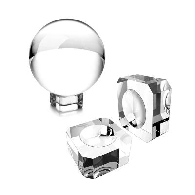 China Europe Wholesale Polished Square Shape Optical Base Large Glass Ball Lens Holder Crystal Ball Holder for sale